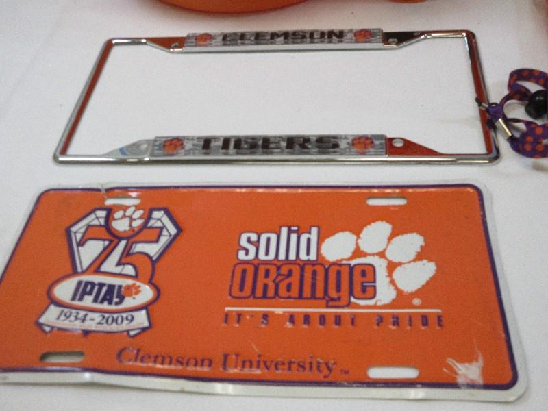 Lot Clemson University Go Tigers! Photo Reagan in Paw Embossed Frame, Collegiate New Flag,