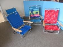 4-Eagles Beachware Folding Beach Chairs Aluminum Frame Wood Armrest & Carry Strap,2 Blue