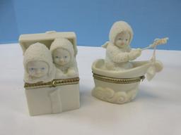Department 56 Snowbabies 2 Hinged Boxes Surprise/Rock-A-Bye-Baby 2 1/2"/3"