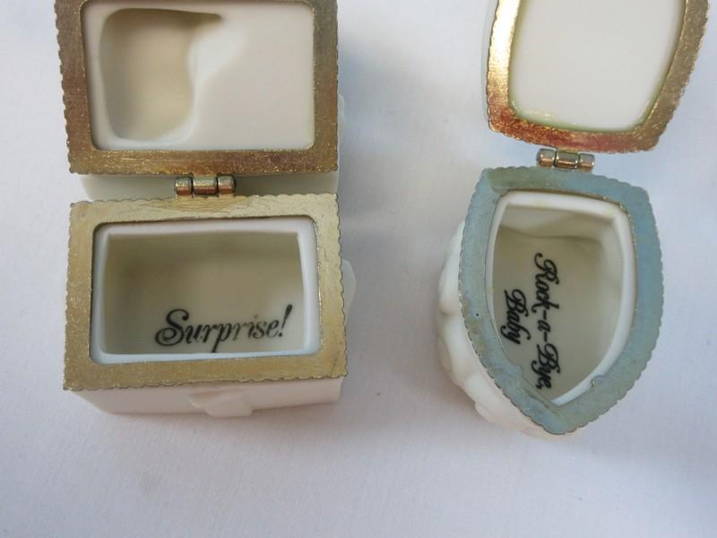 Department 56 Snowbabies 2 Hinged Boxes Surprise/Rock-A-Bye-Baby 2 1/2"/3"