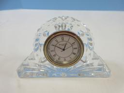 Signed Crystal Giftware Collection Mini Wharton Mantel Clock Gold