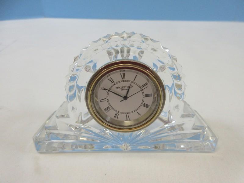 Signed Crystal Giftware Collection Mini Wharton Mantel Clock Gold
