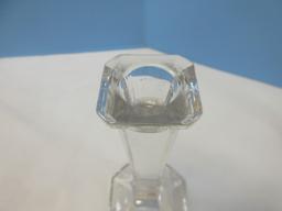 Set of 4 Crystal Taper 7" Candlesticks Contemporary Style Square Stem Cut-Shaped Top