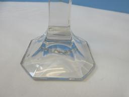 Set of 4 Crystal Taper 7" Candlesticks Contemporary Style Square Stem Cut-Shaped Top