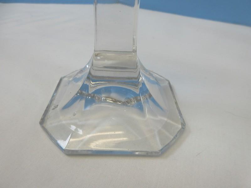 Set of 4 Crystal Taper 7" Candlesticks Contemporary Style Square Stem Cut-Shaped Top