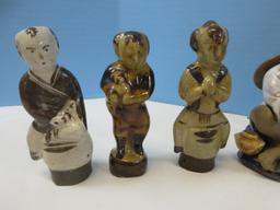 Asian Figurine Collection 10 1/2" Kreiss & Co. 1957 Music Man, Mud Man Fishing,3 Cizhoa Style