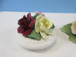 Lot 4 Hand Crafted Porcelain Bisque Flowers Capodimonte Blush Rose,Mexico Pink Rose,