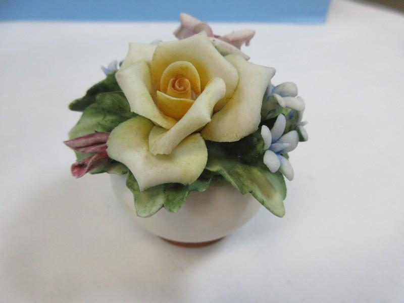 Lot 4 Hand Crafted Porcelain Bisque Flowers Capodimonte Blush Rose,Mexico Pink Rose,