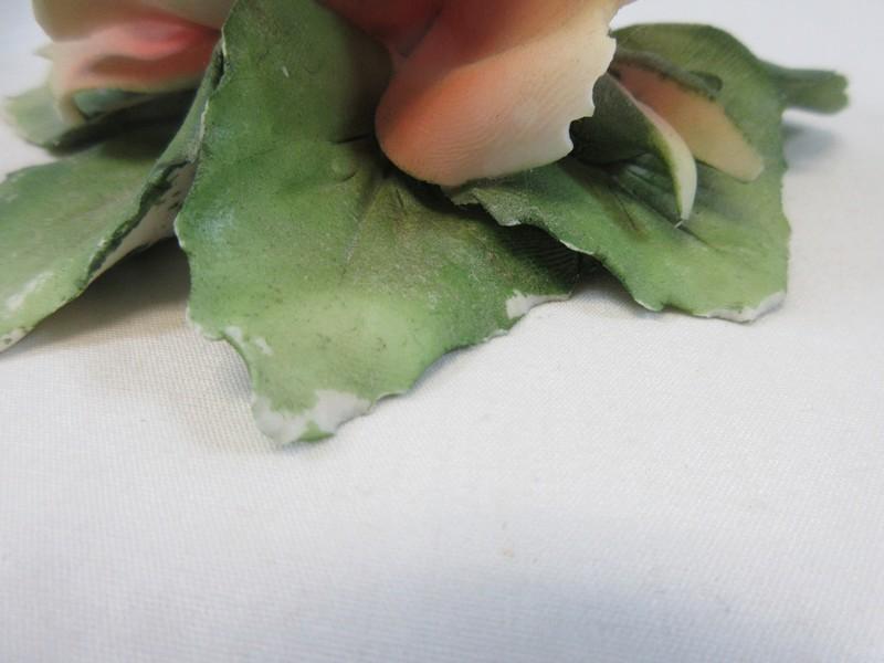 Lot 4 Hand Crafted Porcelain Bisque Flowers Capodimonte Blush Rose,Mexico Pink Rose,