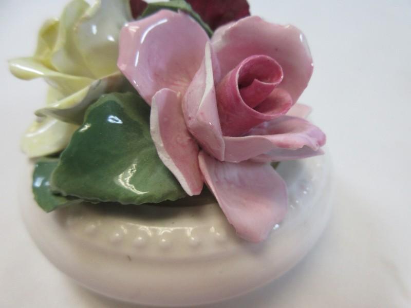 Lot 4 Hand Crafted Porcelain Bisque Flowers Capodimonte Blush Rose,Mexico Pink Rose,