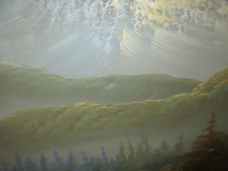 Serene Rural Cabin in Forest Cascading Waterfall Original Oil on Canvas Artist Signed in Ornately