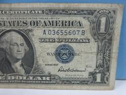 Old Silver Certificate One Dollar Bill Bank Note Series 1957