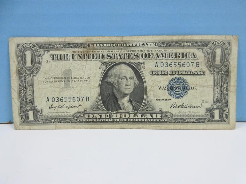 Old Silver Certificate One Dollar Bill Bank Note Series 1957