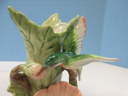 Fitz & Floyd Sculpted Hummingbird Collection Figural Bird & Flower 7 1/4" Bud Vase 1988-93,