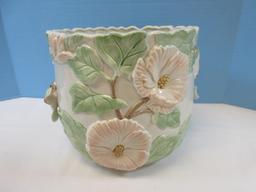 Fitz & Floyd Sculpted Hummingbird Collection Medium Cachepot Planter Jardiniere 8"H,Top 9"D