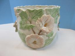 Fitz & Floyd Sculpted Hummingbird Collection Medium Cachepot Planter Jardiniere 8"H,Top 9"D