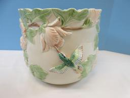 Fitz & Floyd Sculpted Hummingbird Collection Medium Cachepot Planter Jardiniere 8"H,Top 9"D