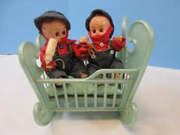 Collection Mini and Other Dolls Cabbage Patch Kids Boy and Girl w/ Wicker Settee Approx. 9",