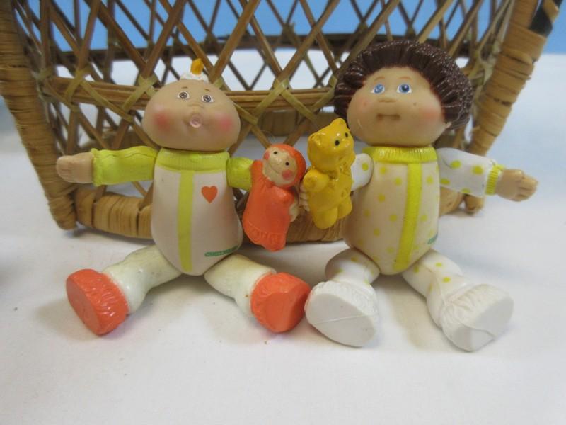 Collection Mini and Other Dolls Cabbage Patch Kids Boy and Girl w/ Wicker Settee Approx. 9",