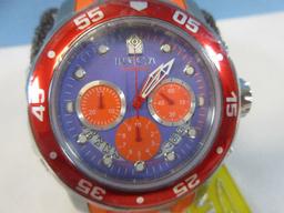 Invicta Chronograph Quartz Pro Diver Watch Model No. 24183 Purple Dial Orange Accents Band