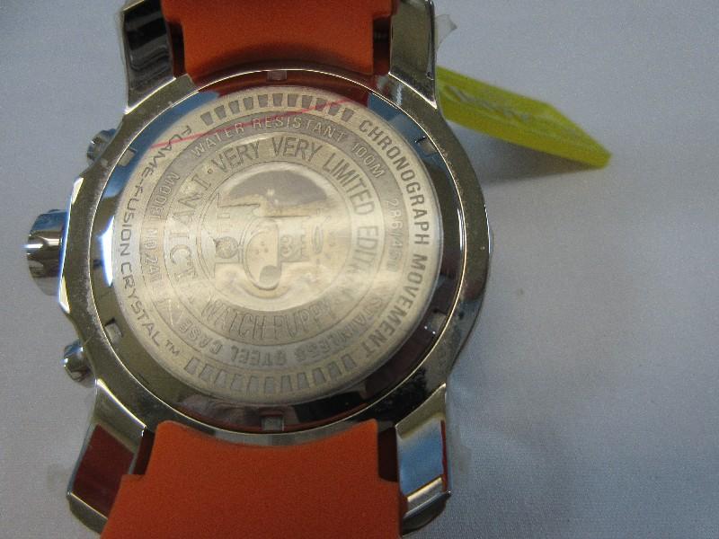 Invicta Chronograph Quartz Pro Diver Watch Model No. 24183 Purple Dial Orange Accents Band
