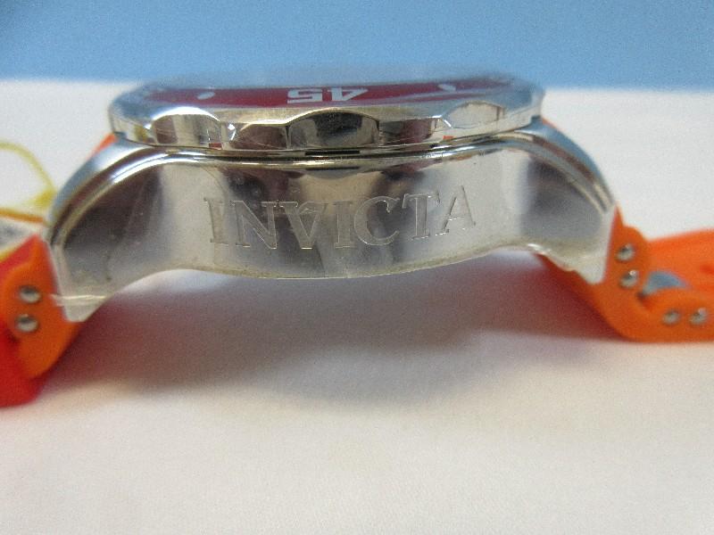 Invicta Chronograph Quartz Pro Diver Watch Model No. 24183 Purple Dial Orange Accents Band