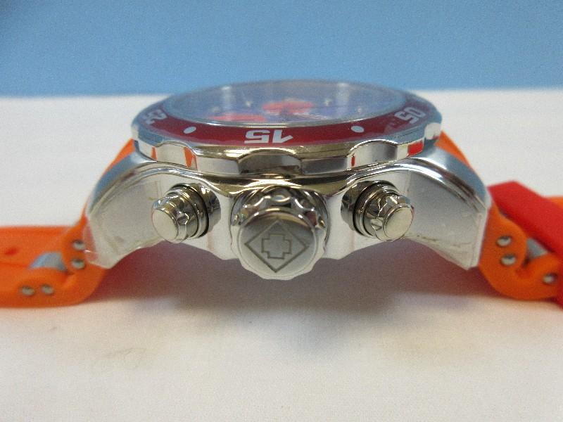 Invicta Chronograph Quartz Pro Diver Watch Model No. 24183 Purple Dial Orange Accents Band