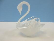The Glasswork Wicklow Ireland Studio Art Glass Mid Century Modern White Figural 5 1/2" Swan