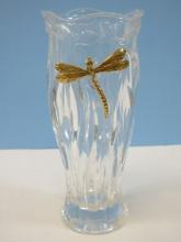 Elegant Gorham Crystal Garden Serenade Giftware Collection 9 1/8" Flower Vase w/Brass