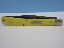 Case XX 31048 Slimline Trapper Pocket Knife Yellow Handle Synthetic Closed 4",  Blade 3 1/4"