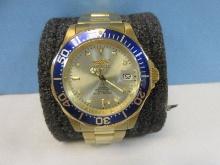 Invicta Pro Diver Series Men's Wrist Quartz Watch Automatic Professional Blue Bezel Gold Tone