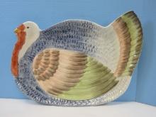 Fitz & Floyd Charming Turkey Time Turkey Figural 18 1/2" Oval Serving Platter 1984, Retired.