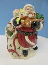 Collector Fitz & Floyd Figural Old World Santa 10 5/8" Cookie & Lid Santa w/Bag of Toys 1988-91