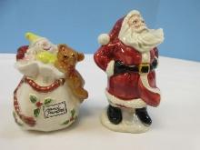 Fitz & Floyd Pair Figural Salt & Pepper Set 4 1/4" Santa & Toy Bag 1988-91. Est. $39.99