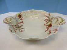 Fitz & Floyd Coral Shells Multicolor Collection 16" Figural Server Bowl Scalloped Shell Handles