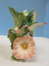 Fitz & Floyd Sculpted Hummingbird Collection Figural Bird & Flower 7 1/4" Bud Vase 1988-93,