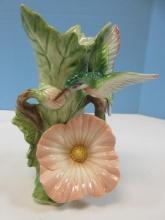 Fitz & Floyd Sculpted Hummingbird Collection Figural Bird & Flower 7 1/4" Bud Vase 1988-93,