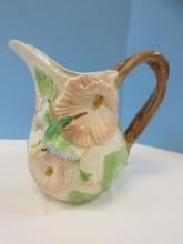 Fitz & Floyd Sculpted Hummingbird Collection 8 1/2" Beautiful Pitcher 64oz. 1988-93. Est. $50