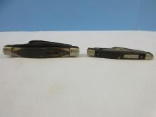 2 Sears Craftsman 3 Blade Stockman Folding Pocket Knives Blade Marked USA 95072