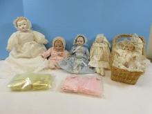 Collector Dolls Yolanda Bello Megan Rose 12", Porcelain Victorian Gown/Bonnet, Bye-Lo Style