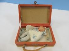 "Rarefind" Tiny Tears Mini Doll w/ Suitcase Style Carrying Case Doll is Jointed, Porcelain and