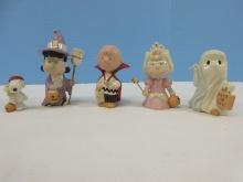 Awesome Set of 5 Lenox China Peanuts Characters Collection Figurines Tricks and Treats