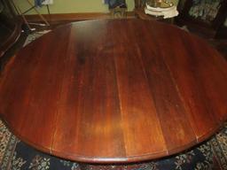 Exceptional Antique Drop Leaf Federal Style Table Turned Reed Baluster Legs on Casters