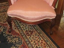 Magnificent Victorian Era Style Parlor Gentlemen's Chair Tufted Mauve Highback Carved