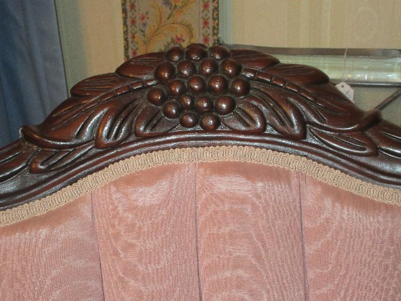 Magnificent Victorian Era Style Parlor Gentlemen's Chair Tufted Mauve Highback Carved