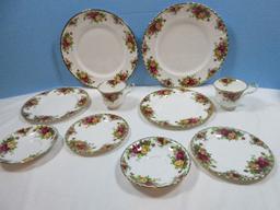 10pc. Royal Albert Bone China Old Country Roses Pattern Montrose Shape Red/Yellow Roses