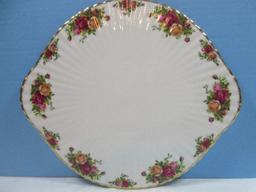 2pc. Royal Albert Bone China Old Country Roses Pattern 12 1/4" Round Cake Plate Footed Base