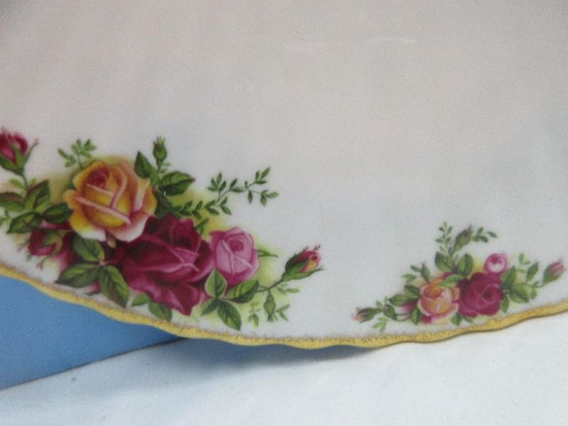 2pc. Royal Albert Bone China Old Country Roses Pattern 12 1/4" Round Cake Plate Footed Base