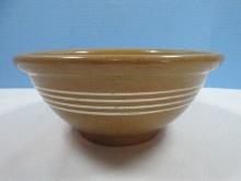 Early Yellow Ware 9"D Primitive Country Preparation & Mixing Bowl w/4 Bands Circa 1920's