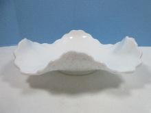 Collector Fenton Art Glass Daisy & Button Milk Glass 12" Oval Console Bowl Scalloped Edge w/